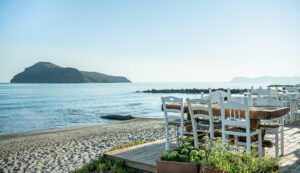 Beachfront restaurant in Chania-Platanias area- Olive Tree Restaurant with view of thodorou island